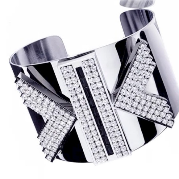Atelier Swarovski Karl Lagarfeld KK Silver Cuff. Karl Lagarfeld Hip Chic Cuff. - Picture 2 of 16